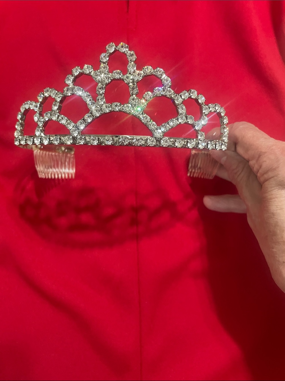 Rhinestone Crystal Tiara Hair Comb - Silver Sparkle
